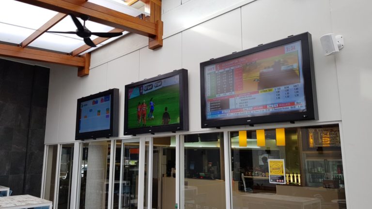 TV screens installed in bar