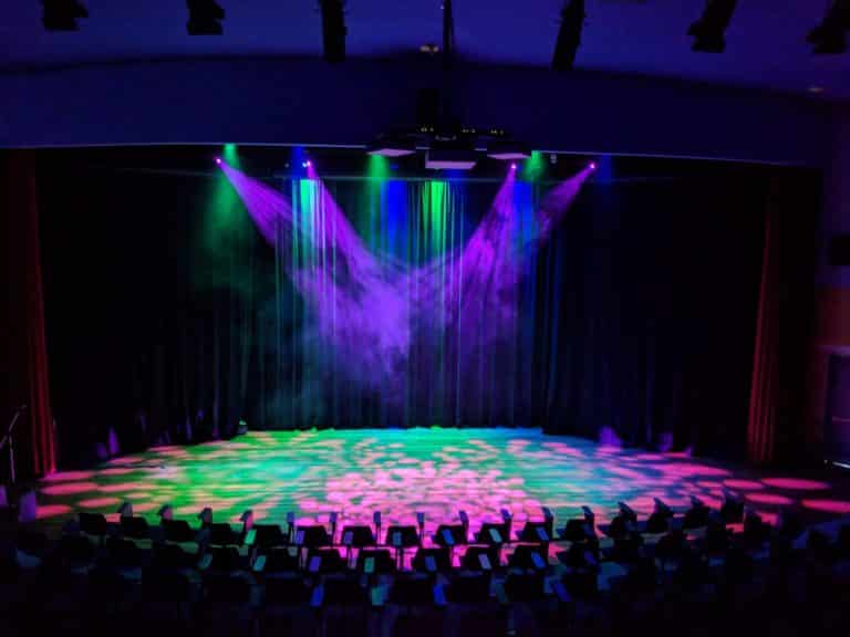 colourful lighting set up on stage